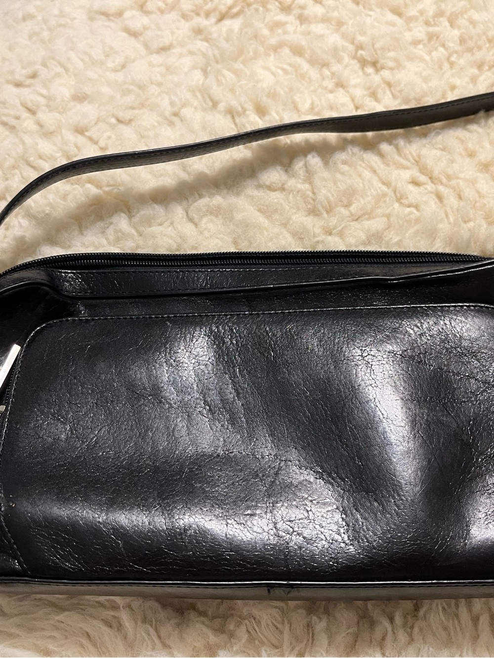 HOBO Black Leather Clutch with Silver Hardware